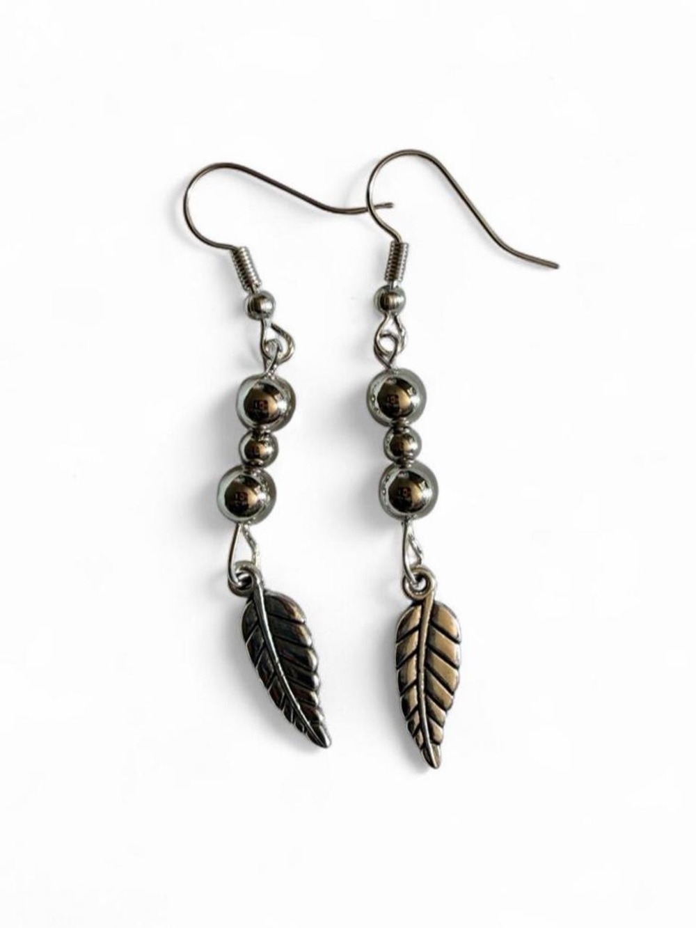 Handmade Silver Leaf Dangle Earrings